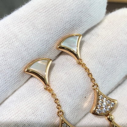 Pomuse DREAM EARRINGS 3 MOTIFS DIAMOND MOP PINK GOLD