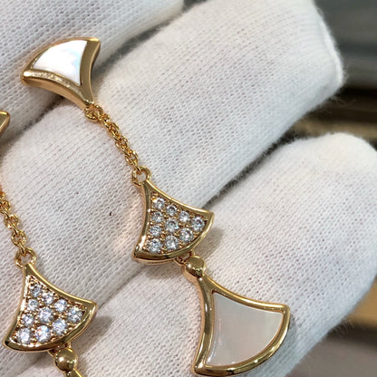 Pomuse DREAM EARRINGS 3 MOTIFS DIAMOND MOP PINK GOLD