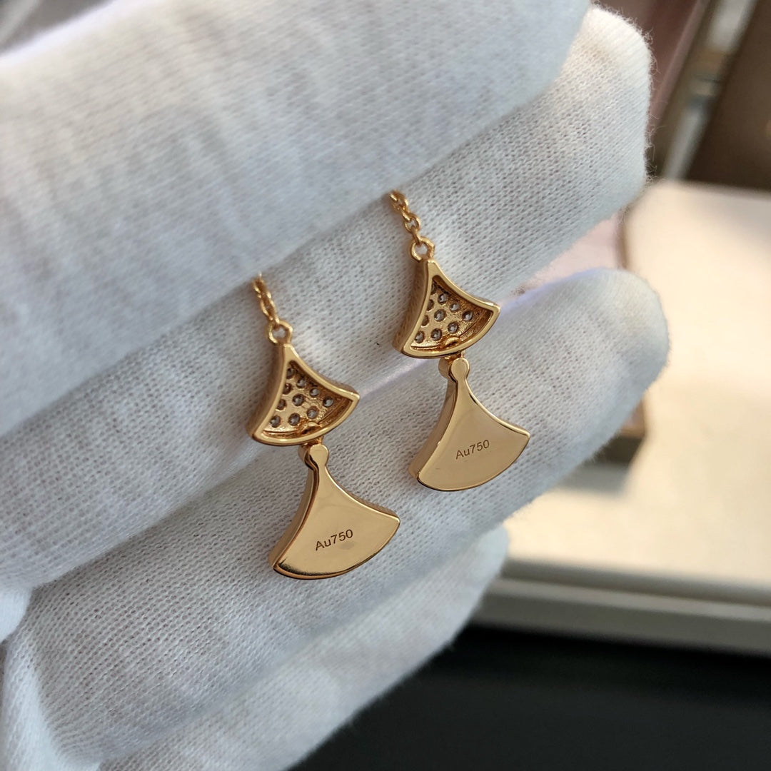 Pomuse DREAM EARRINGS 3 MOTIFS DIAMOND MOP PINK GOLD