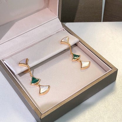 Pomuse DREAM EARRINGS 3 MOTIFS MALACHITE MOP PINK GOLD