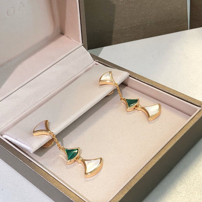 Pomuse DREAM EARRINGS 3 MOTIFS MALACHITE MOP PINK GOLD