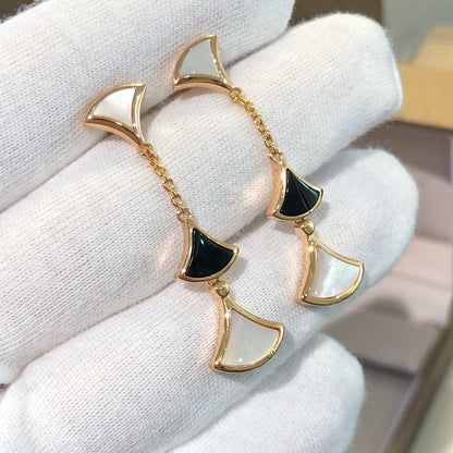 Pomuse DREAM EARRINGS 3 MOTIFS ONYX MOP PINK GOLD