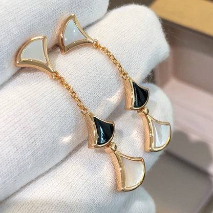 Pomuse DREAM EARRINGS 3 MOTIFS ONYX MOP PINK GOLD