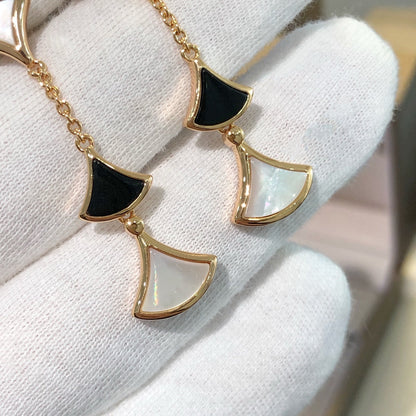 Pomuse DREAM EARRINGS 3 MOTIFS ONYX MOP PINK GOLD