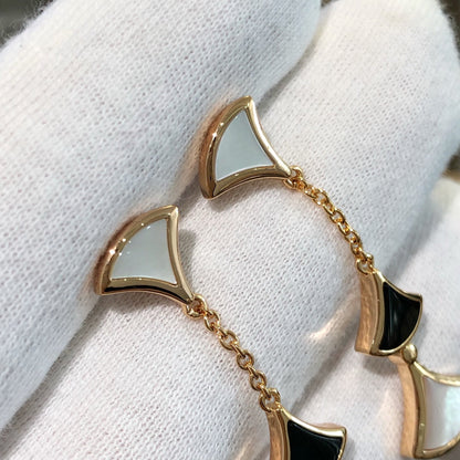 Pomuse DREAM EARRINGS 3 MOTIFS ONYX MOP PINK GOLD