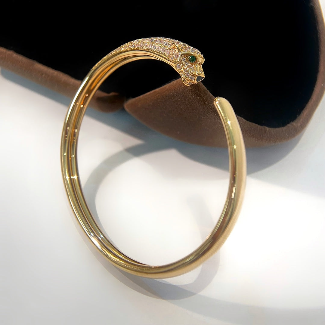 Pomuse PANTHERE GOLD DIAMOND OPEN BRACELET