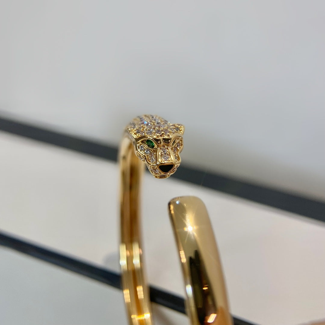 Pomuse PANTHERE GOLD DIAMOND OPEN BRACELET