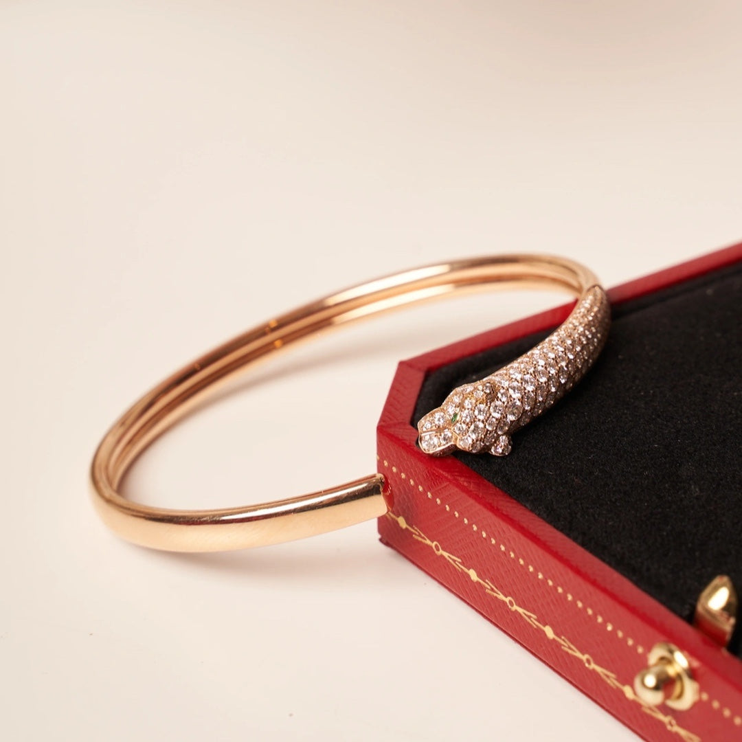 Pomuse PANTHERE ROSE GOLD DIAMOND OPEN BRACELET