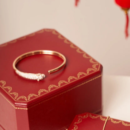 Pomuse PANTHERE ROSE GOLD DIAMOND OPEN BRACELET