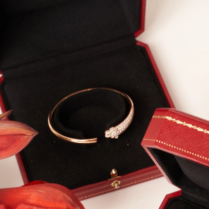 Pomuse PANTHERE ROSE GOLD DIAMOND OPEN BRACELET