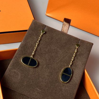 Pomuse CHAINE VERSO BLACK CERAMIC EARRINGS