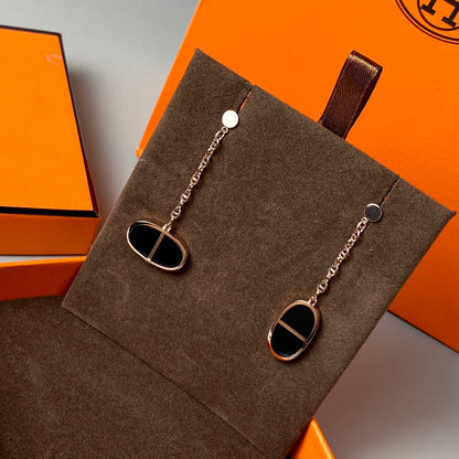 Pomuse CHAINE VERSO BLACK CERAMIC EARRINGS