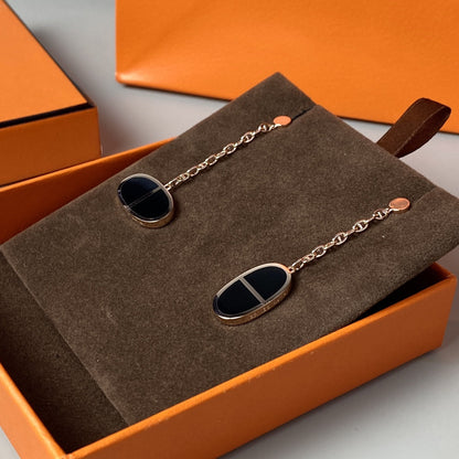 Pomuse CHAINE VERSO BLACK CERAMIC EARRINGS