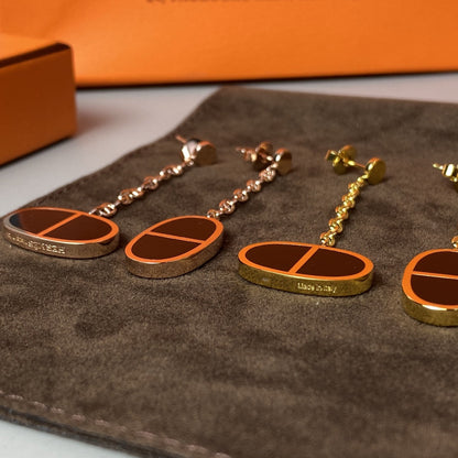 Pomuse CHAINE VERSO BLACK CERAMIC EARRINGS