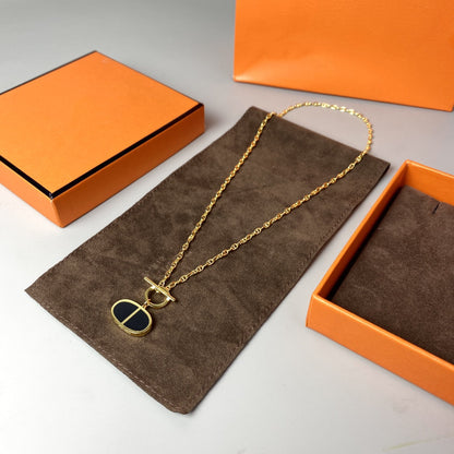 Pomuse CHAINE VERSO BLACK CERAMIC NECKLACE