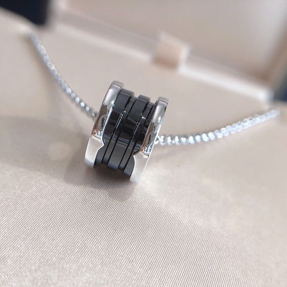 Pomuse ZERO 1 BLACK CERAMIC SILVER NECKLACE