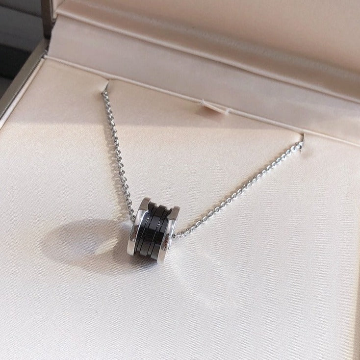 Pomuse ZERO 1 BLACK CERAMIC SILVER NECKLACE