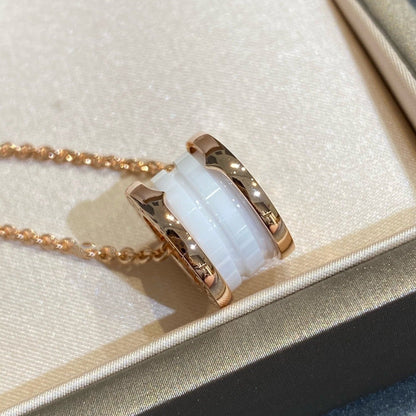 Pomuse ZERO 1 WHITE CERAMIC PINK GOLD NECKLACE