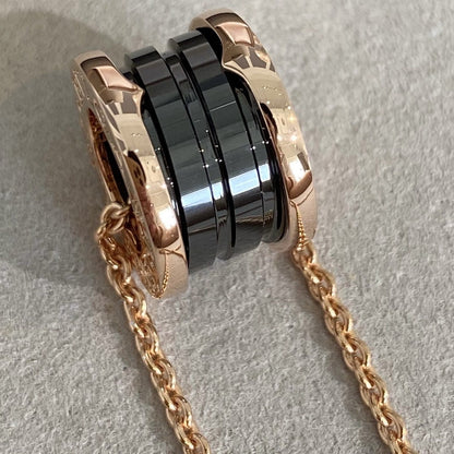 Pomuse ZERO 1 BLACK CERAMIC PINK GOLD NECKLACE