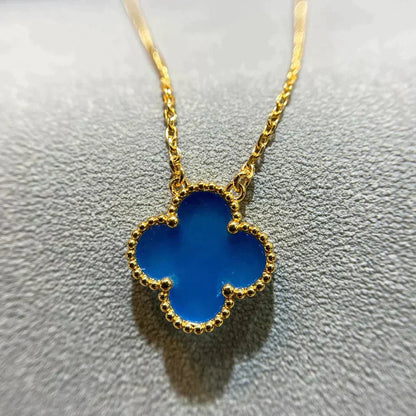 Pomuse CLOVER 15MM BLUE AGATE NECKLACE