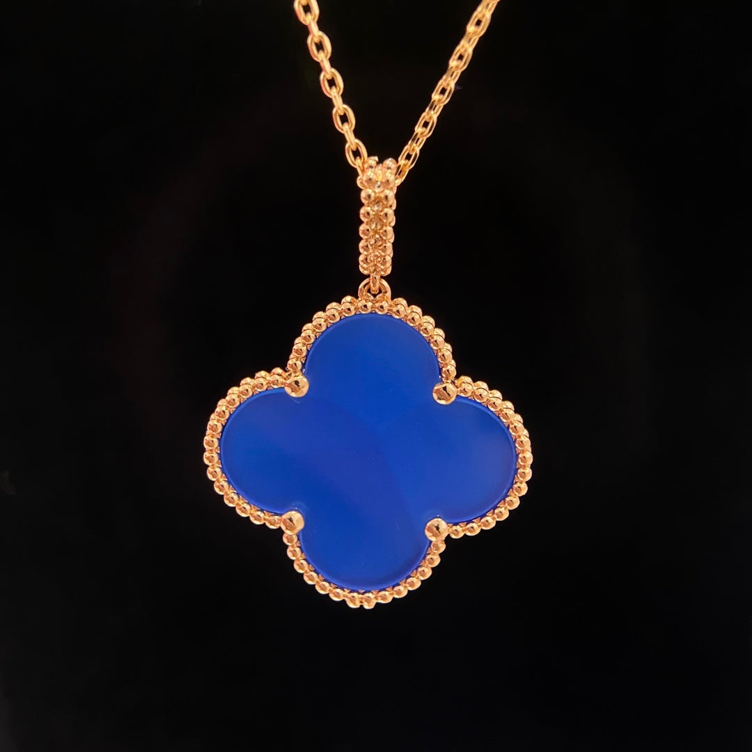 Pomuse CLOVER 25MM NECKLACE TURQUOISE ROSE GOLD