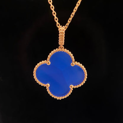 Pomuse CLOVER 25MM NECKLACE TURQUOISE ROSE GOLD