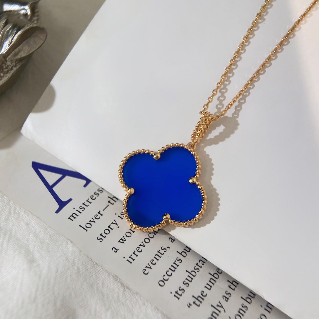 Pomuse CLOVER 25MM NECKLACE TURQUOISE ROSE GOLD