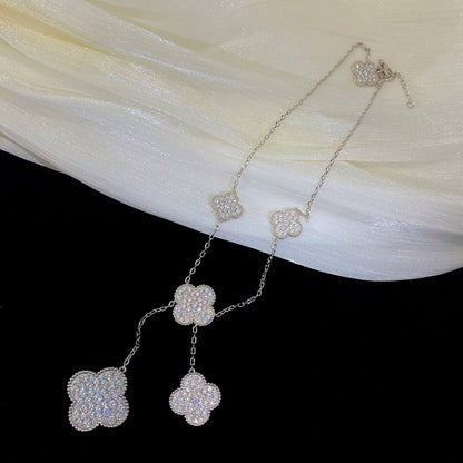 Pomuse CLOVER 6 MOTIFS SILVER DIAMONDS NECKLACE
