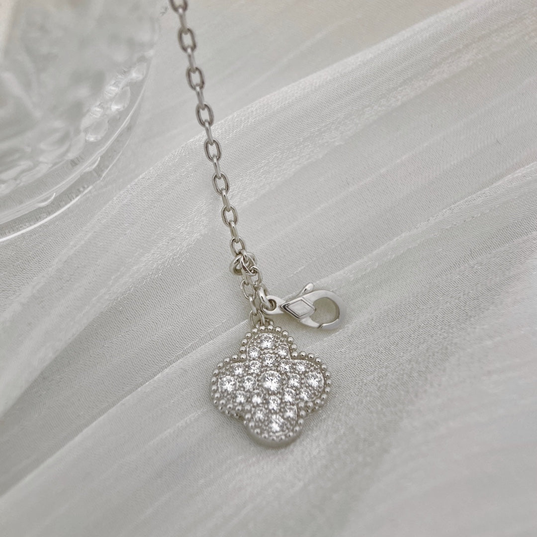 Pomuse CLOVER 6 MOTIFS SILVER DIAMONDS NECKLACE