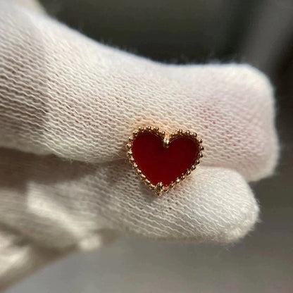 Pomuse HEART CARNELIAN STUD EARRINGS