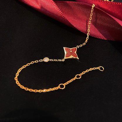 Pomuse COLOR STAR CARNELIAN PINK GOLD DIAMOND BRACELET