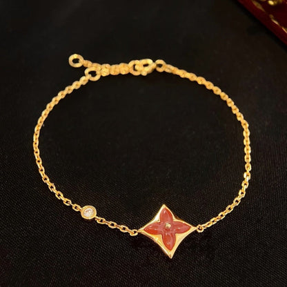 Pomuse COLOR STAR CARNELIAN PINK GOLD DIAMOND BRACELET