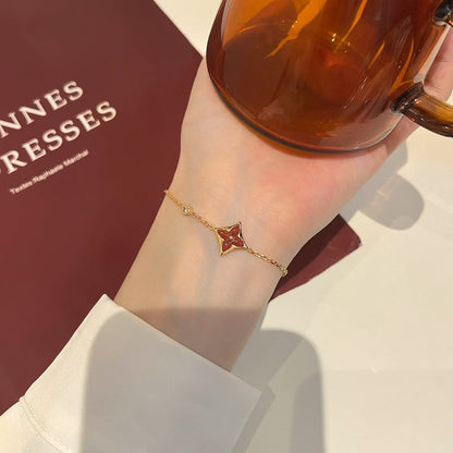 Pomuse COLOR STAR CARNELIAN PINK GOLD DIAMOND BRACELET