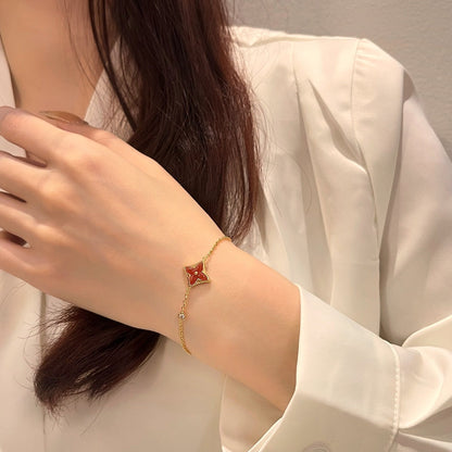 Pomuse COLOR STAR CARNELIAN PINK GOLD DIAMOND BRACELET