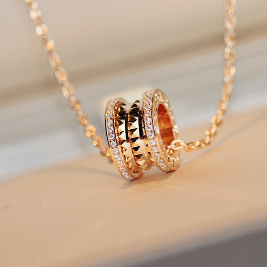 Pomuse ZERO 1 ROCK PEDANT PINK GOLD NECKLACE