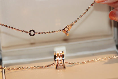 Pomuse ZERO 1 ROCK PEDANT PINK GOLD BLACK NECKLACE