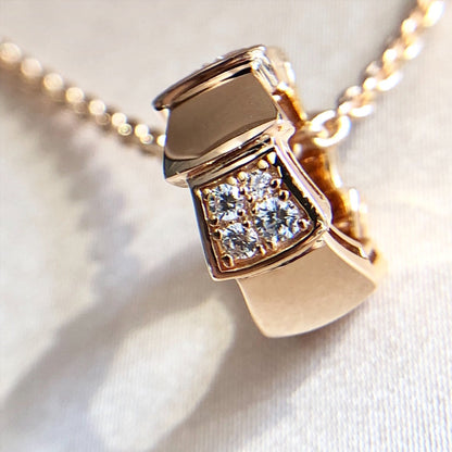Pomuse SERPENTI PEDANT DIAMOND PINK GOLD NECKLACE