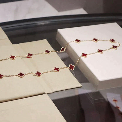 Pomuse CLOVER 20 MOTIFS CARNELIAN NECKLACE