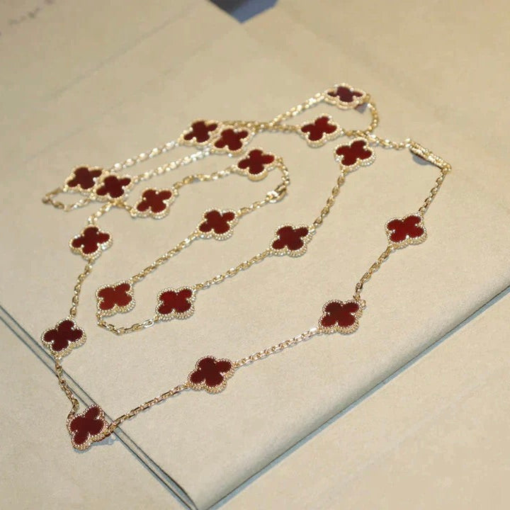 Pomuse CLOVER 20 MOTIFS CARNELIAN NECKLACE