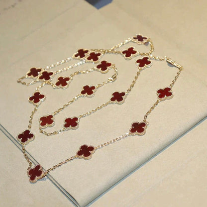 Pomuse CLOVER 20 MOTIFS CARNELIAN NECKLACE