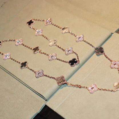 Pomuse CLOVER 20 MOTIFS DARK MOP DIAMOND  NECKLACE