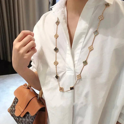 Pomuse CLOVER 20 MOTIFS DARK MOP DIAMOND  NECKLACE