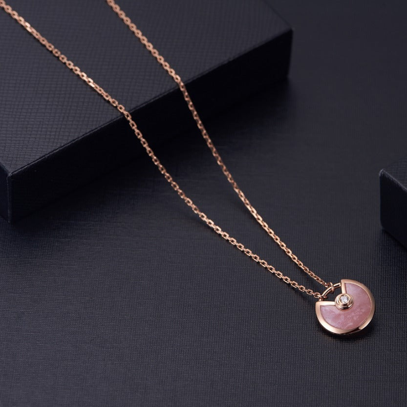 Pomuse AMULETTE ROSE GOLD PINK MOP NECKLACE