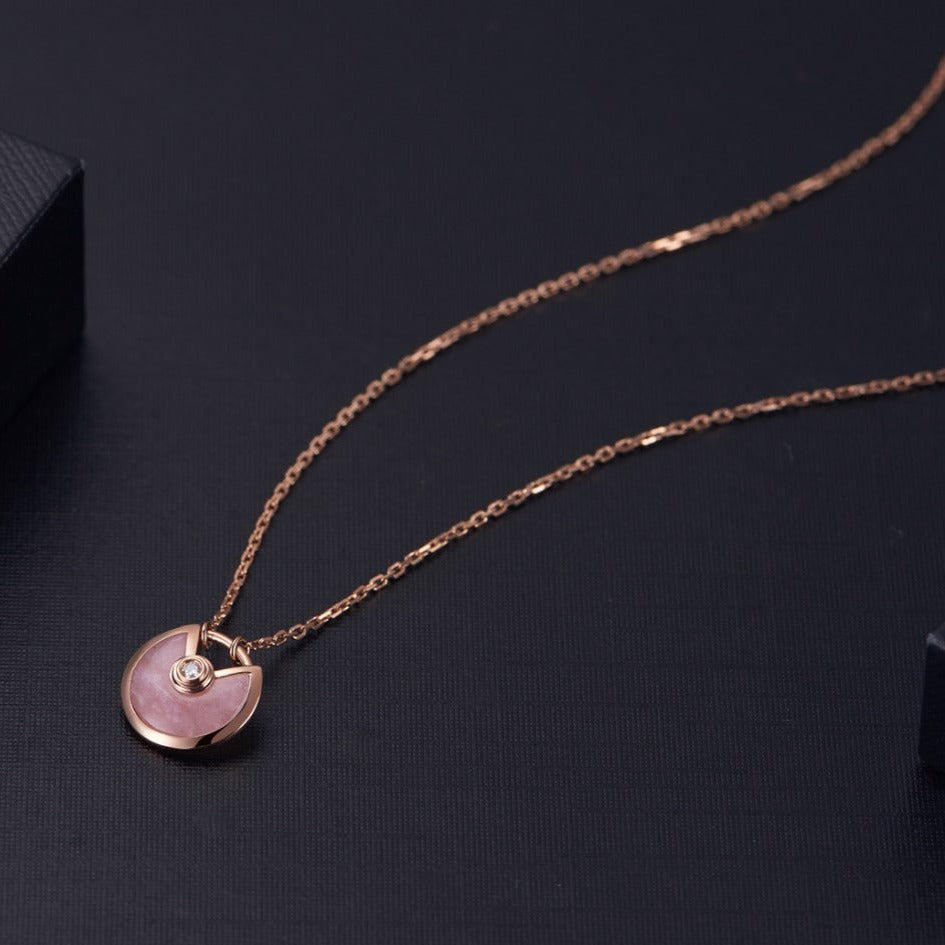 Pomuse AMULETTE ROSE GOLD PINK MOP NECKLACE