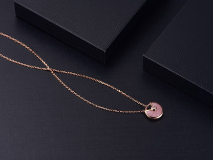 Pomuse AMULETTE ROSE GOLD PINK MOP NECKLACE