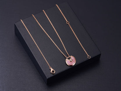 Pomuse AMULETTE ROSE GOLD PINK MOP NECKLACE