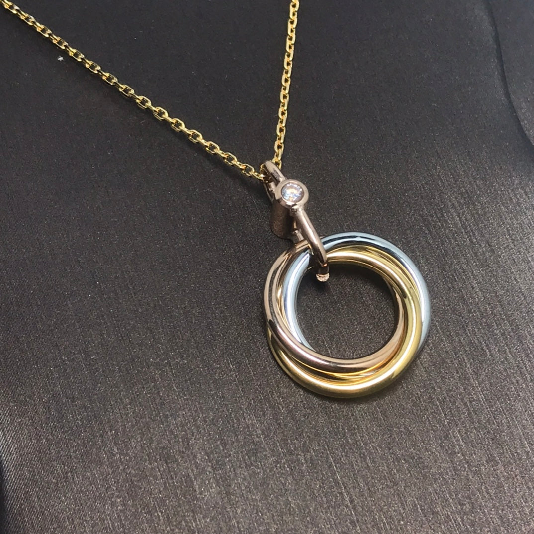 Pomuse TRINITY SILVER GOLD PINK GOLD NECKLACE
