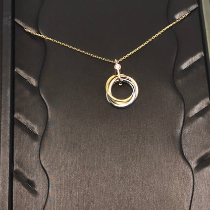 Pomuse TRINITY SILVER GOLD PINK GOLD NECKLACE