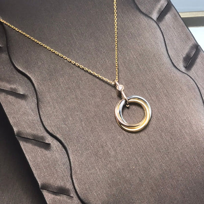 Pomuse TRINITY SILVER GOLD PINK GOLD NECKLACE