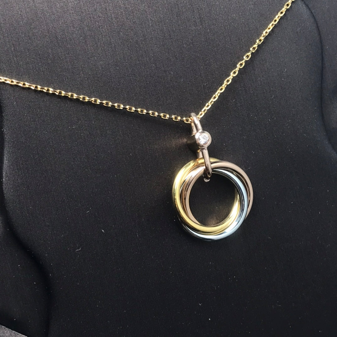 Pomuse TRINITY SILVER GOLD PINK GOLD NECKLACE